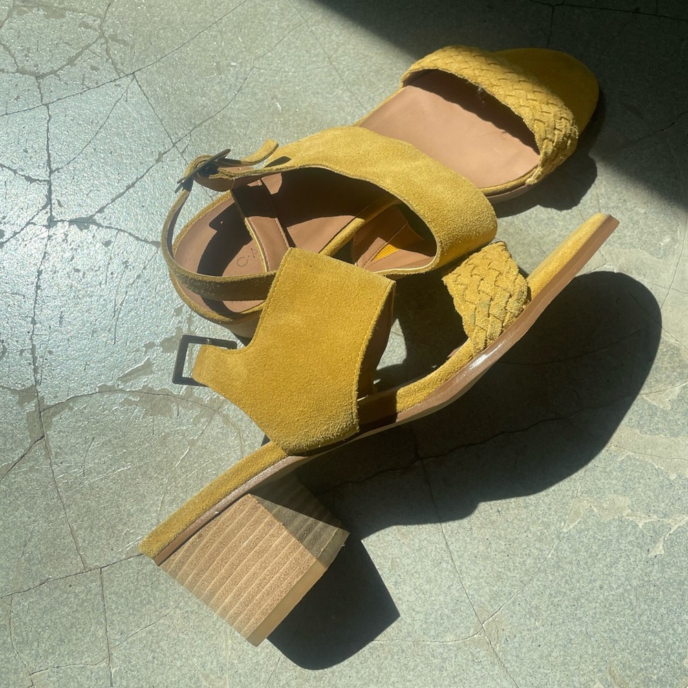 Yellow Heeled Sandal, Never Worn!